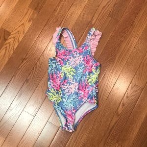 Girls coral bathing suit